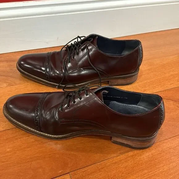 Cole Haan Mens Cap Toe C10840 Burgundy Leather Lace-up Oxfords Madison SZ 10.5M - Picture 4 of 15